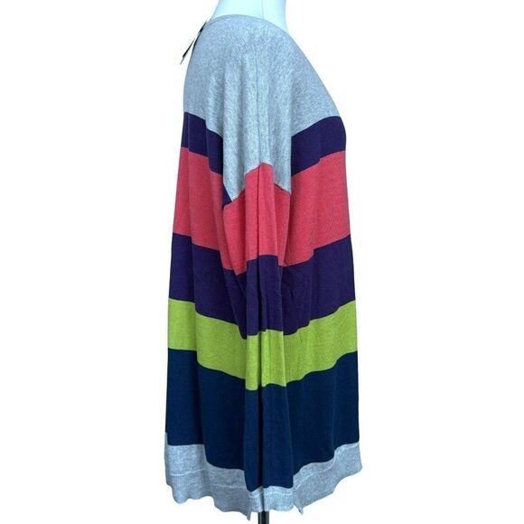 Lane Bryant Bold Wide Stripe Multicolor 100% Cotton LS Pullover Top Sz 18/20 NEW - Picture 2 of 4